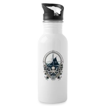 Octopus Sea Monster Hobby Pêcheur Marin - Gourde avec paille intégrée - blanc - Droite