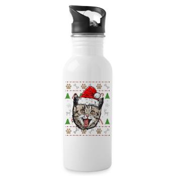 Pull Moche De Noel Chat Humour Noël Cadeau Drôle - Gourde avec paille intégrée - blanc - Droite