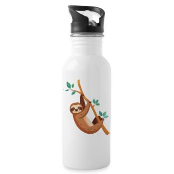 Niedliches Faultier Hängematte Design - Trinkflasche mit integriertem Trinkhalm - Weiß - Rechts