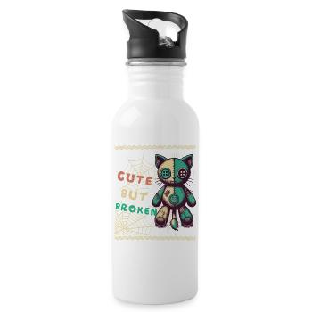 Mental Psychopath Cute But Broken Design - Water bottle with straw - white - Right