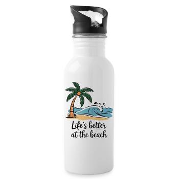 La vie est meilleure à la plage - Gourde avec paille intégrée - blanc - Droite