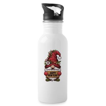 Gnom Zwerg Happy New Year - Trinkflasche mit integriertem Trinkhalm - Weiß - Rechts