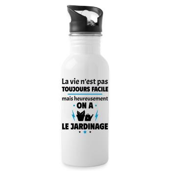 La vie n'est pas toujours facile, jardinage - Gourde avec paille intégrée - blanc - Droite
