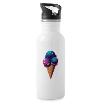 Cone Stars Galaxy Universe Nebula Planet Moon Sky - Water bottle with straw - white - Right