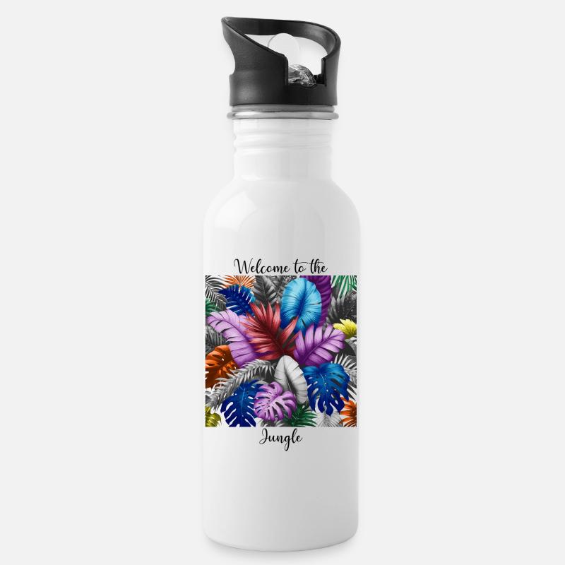 Tropical rainbow - Water bottle with straw - white
