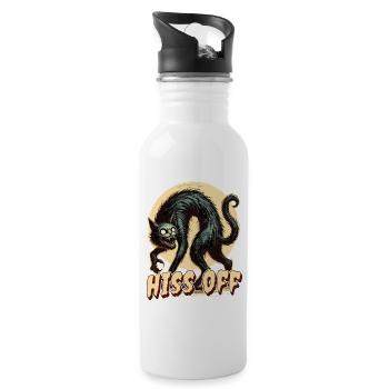 Gruselige Katzenkunst Hiss Off - Trinkflasche mit integriertem Trinkhalm - Weiß - Rechts