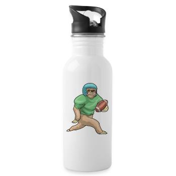 Faultier American Football Sport - Trinkflasche mit integriertem Trinkhalm - Weiß - Rechts