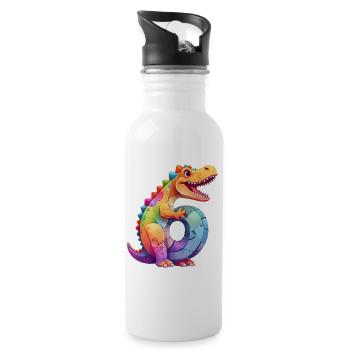 DINO 6 ANS DINOSAURE NUMÉRO 6E ANNIVERSAIRE - Gourde avec paille intégrée - blanc - Droite