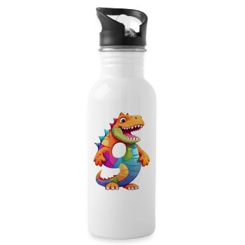 DINO 9 JAHRE DINOSAURIER NUMMER 9. GEBURTSTAG - Trinkflasche mit integriertem Trinkhalm - Weiß - Rechts