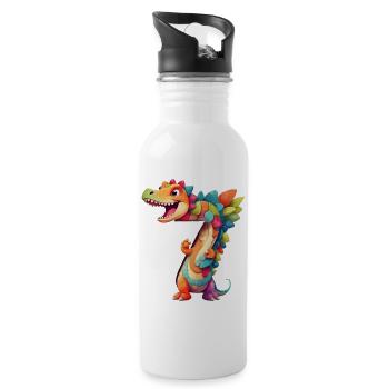 DINO 7 ANS DINOSAURE NUMÉRO 7E ANNIVERSAIRE - Gourde avec paille intégrée - blanc - Droite
