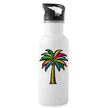 Palme - Trinkflasche mit integriertem Trinkhalm - Weiß - Rechts