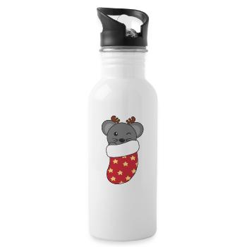 Cute Mice in Christmas Sock for Christmas Mouse - Water bottle with straw - white - Right