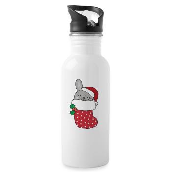 Lapins mignons en chaussette de Noël pour lapin de Noël - Gourde avec paille intégrée - blanc - Droite