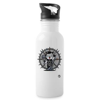 Metal cat, we trust in Death Metal - Water bottle with straw - white - Right