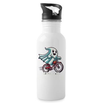 Ghoul Cyclopath Funny Halloween Bicycle - Water bottle with straw - white - Right