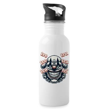 Creepy Clown With tre-tre-tra-tru Internet Meme - Water bottle with straw - white - Right