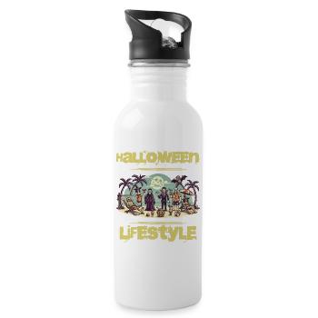 Halloween Lifestyle Beach Party Fun - Water bottle with straw - white - Right
