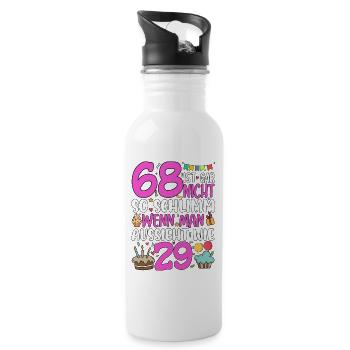 68 Ist Gar Nicht So Schlimm - Trinkflasche mit integriertem Trinkhalm - Weiß - Rechts