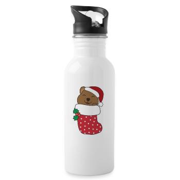 Mignon quokka en chaussette de Noël pour Noël - Gourde avec paille intégrée - blanc - Droite