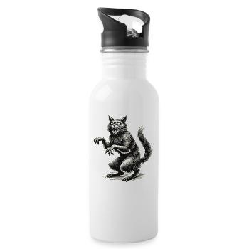 Déclaration effrayante de chat sifflant - Gourde avec paille intégrée - blanc - Droite