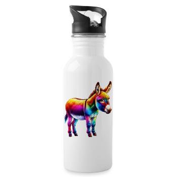 Esel-Maultier - Trinkflasche mit integriertem Trinkhalm - Weiß - Rechts