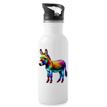Esel-Maultier - Trinkflasche mit integriertem Trinkhalm - Weiß - Rechts