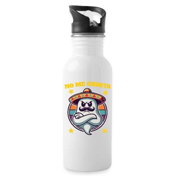 Mexican Ghost Funny Pun - Water bottle with straw - white - Right
