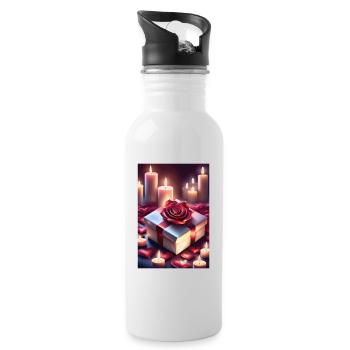 Schönes Geschenk - Trinkflasche mit integriertem Trinkhalm - Weiß - Rechts