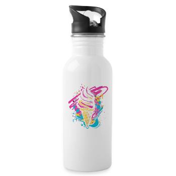 Eistüte Farbkleckse - Trinkflasche mit integriertem Trinkhalm - Weiß - Rechts