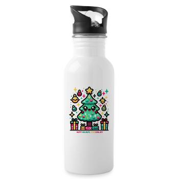 Kawaii Weihnachtsbaum Design für die Feiertage - Trinkflasche mit integriertem Trinkhalm - Weiß - Rechts