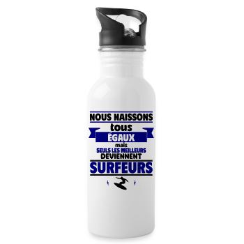 les meilleurs deviennent surfeurs - Gourde avec paille intégrée - blanc - Droite