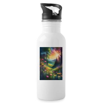 Wonderful forest graphic design - Water bottle with straw - white - Right