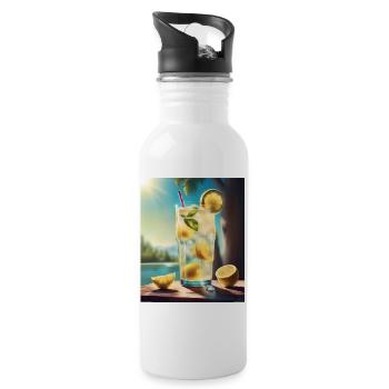 Süßer Zitronensaft - Trinkflasche mit integriertem Trinkhalm - Weiß - Rechts