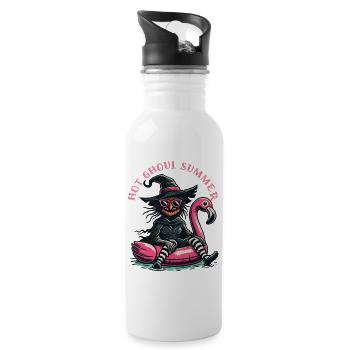 Hot Ghoul Summer Hexen Flamingo Spaß - Trinkflasche mit integriertem Trinkhalm - Weiß - Rechts