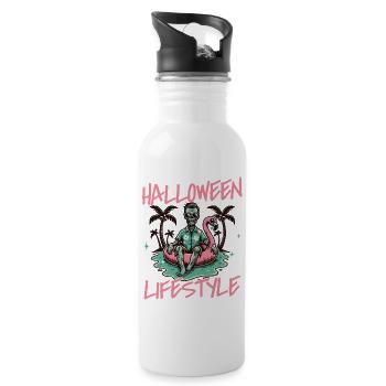 Halloween Lifestyle Cool Zombie Pool Party - Water bottle with straw - white - Right