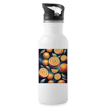 Fresh oranges design - Water bottle with straw - white - Right