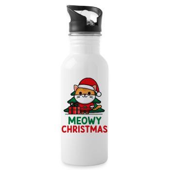 Festliche Katze Santa Illustration - Trinkflasche mit integriertem Trinkhalm - Weiß - Rechts
