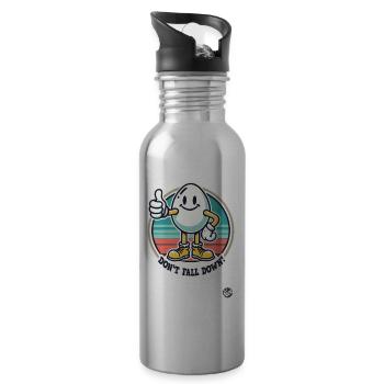Pouce vers le haut œuf rétro – Ne tombez pas ! - Gourde avec paille intégrée - argent clair - Droite