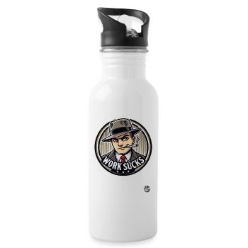 Hustler - Work is annoying - Water bottle with straw - white - Right
