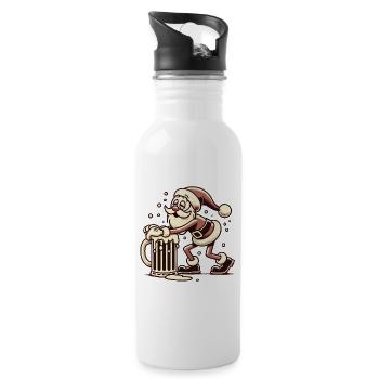 Besoffener Weihnachtsmann Mit Bierkrug - Trinkflasche mit integriertem Trinkhalm - Weiß - Rechts