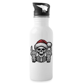 Christmas skull rocks winter - Water bottle with straw - white - Right
