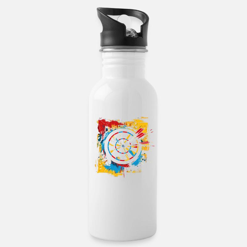 Dartscheibe Graffiti - Trinkflasche mit integriertem Trinkhalm - Weiß