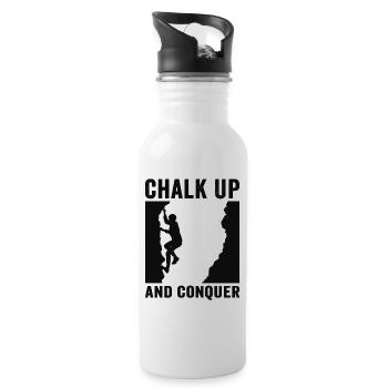 Chalking up and conquering boulderers - Water bottle with straw - white - Right