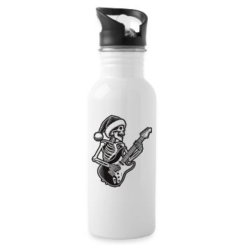 Rocking Christmas Skeleton Guitarist - Water bottle with straw - white - Right