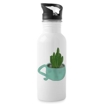 Une tasse avec une plante succulente - Gourde avec paille intégrée - blanc - Droite