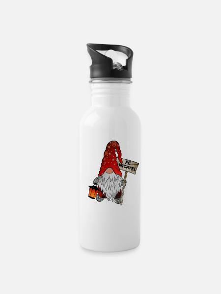 PC Wichtel Weihnachtsgnom - Trinkflasche mit integriertem Trinkhalm - Weiß