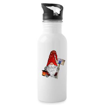 Blaulicht Wichtel Weihnachtsgnom - Trinkflasche mit integriertem Trinkhalm - Weiß - Rechts