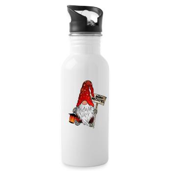 Büro Wichtel Weihnachtsgnom - Trinkflasche mit integriertem Trinkhalm - Weiß - Rechts