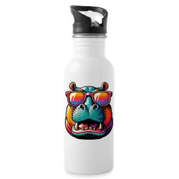 Hippopotame - Gourde avec paille intégrée - blanc - Droite
