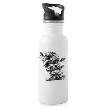 Christmas Skater Santa Streetwear Style - Water bottle with straw - white - Right